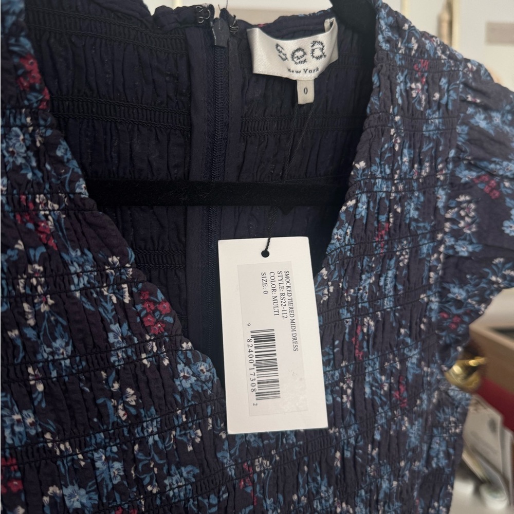 Sea New York Navy Floral Maxi Sundress with Flutter Cap Sleeves - Picture 4 of 6